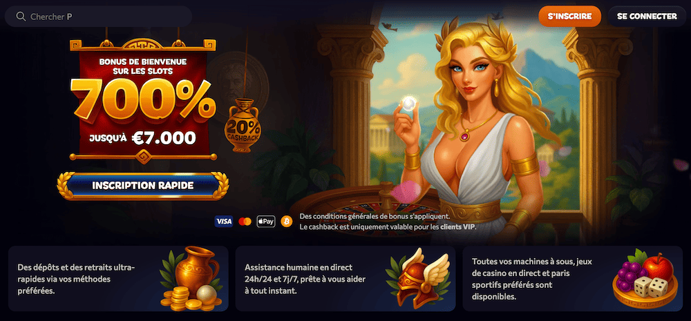 Bonus de bienvenue Aphrodite Casino