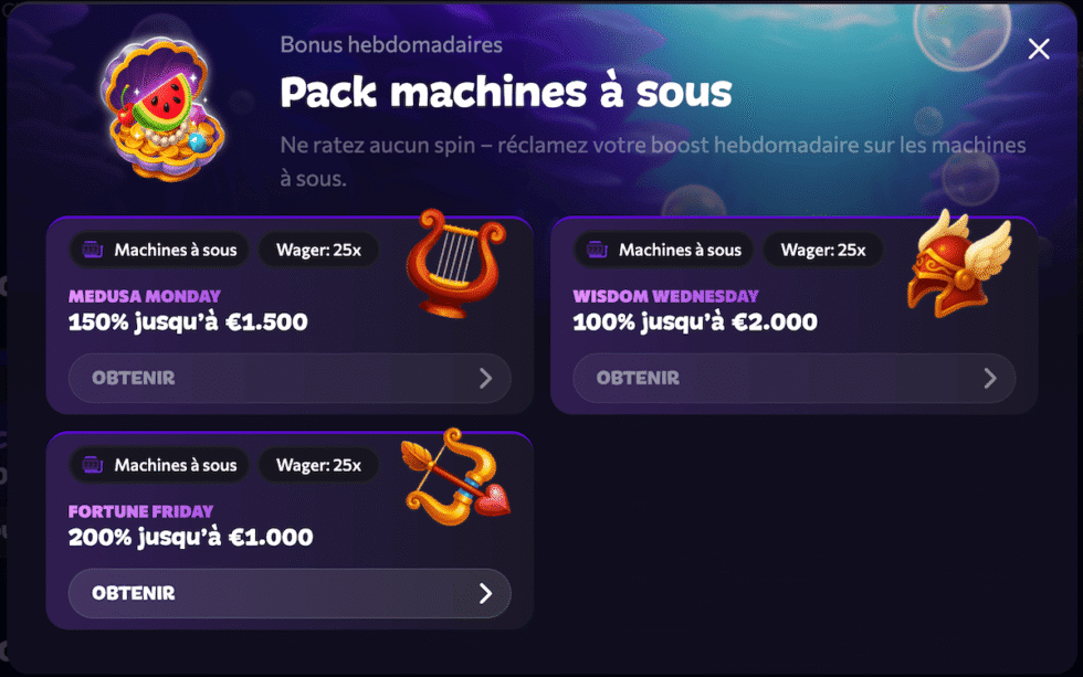 Aphrodite Casino | Bonus de bienvenue sur les slots de 700% pour 7000€