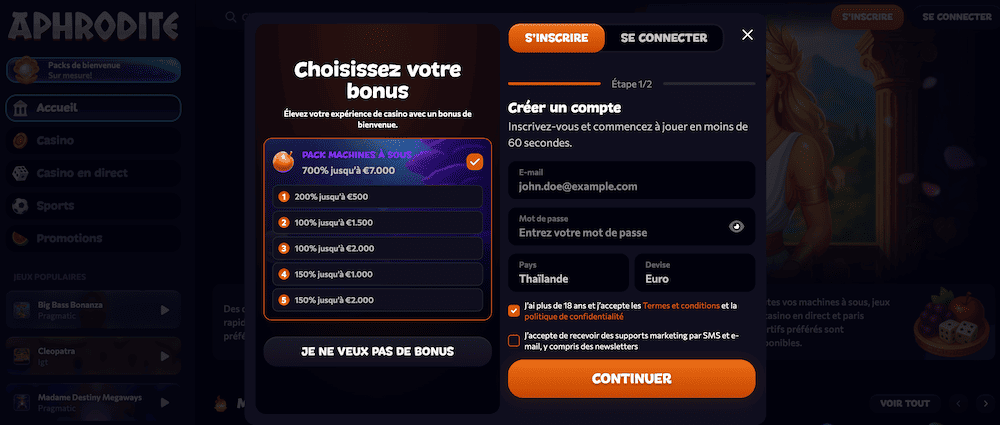 connexion-aphrodite-casino Espace joueur sécurisé